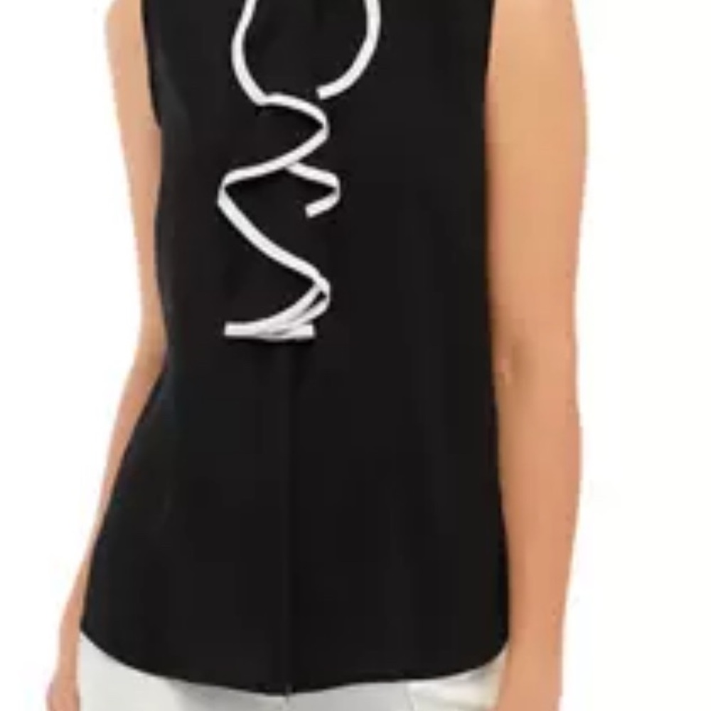 Calvin Klein Black and White Sleeveless Blouse